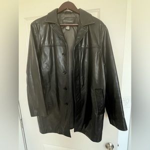 All black leather jacket